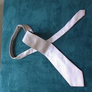 Princeps Alexander Hand Made Silver Herringbone Silk Tie (Made in Italy)